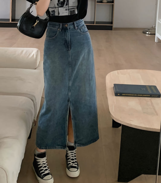 Vintage spijkerrok met split - Lorena