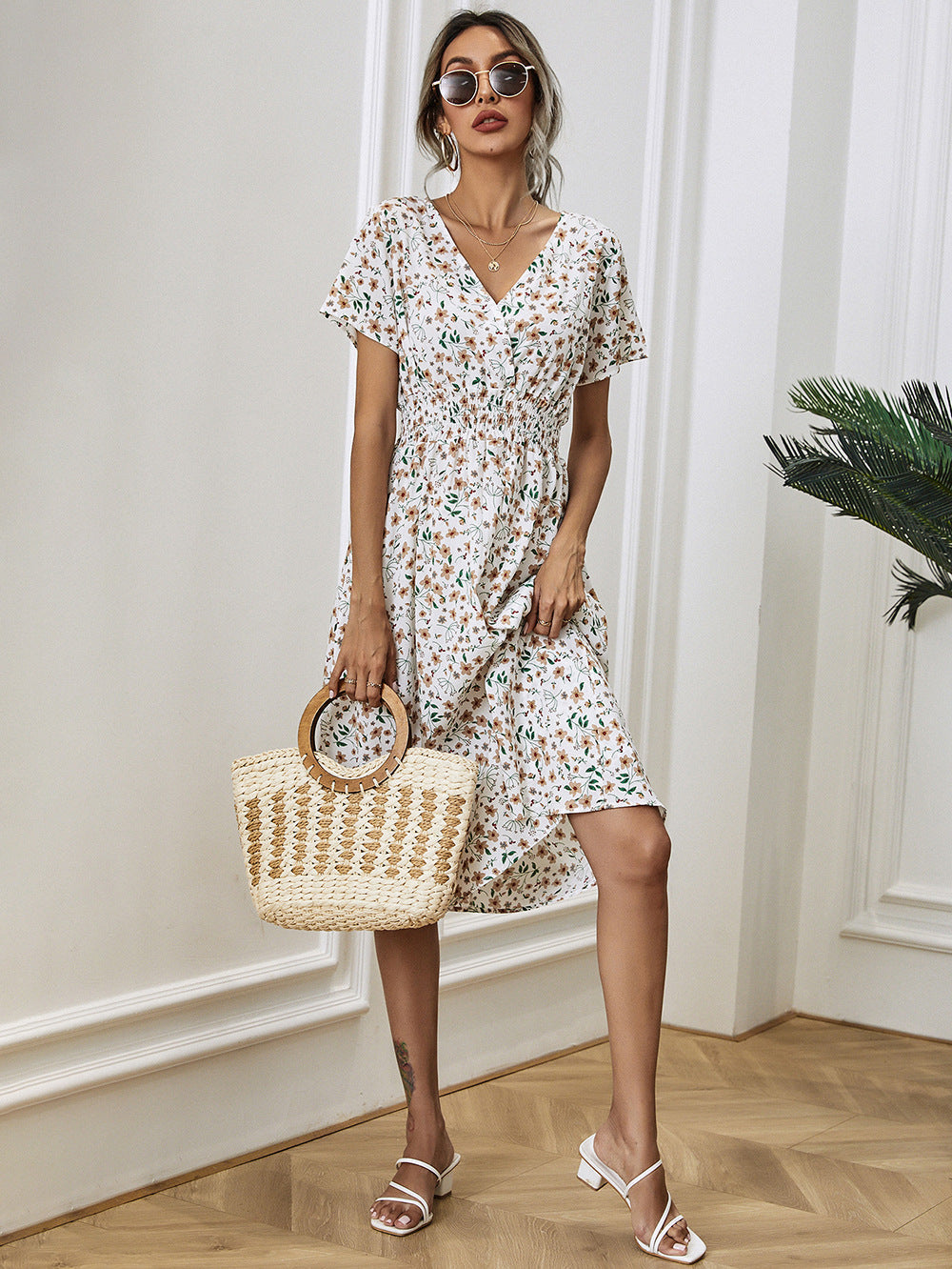 Elegante zomerjurk met bloemenprint - Cassa
