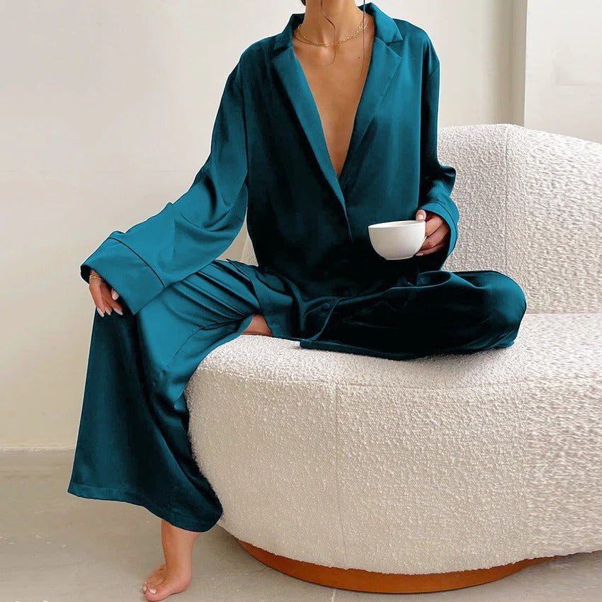 Zijdeachtige elegantie oversized pyjamaset - Belen