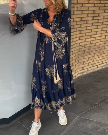 Nieuwe vintage jurk met losse V-hals - Risa