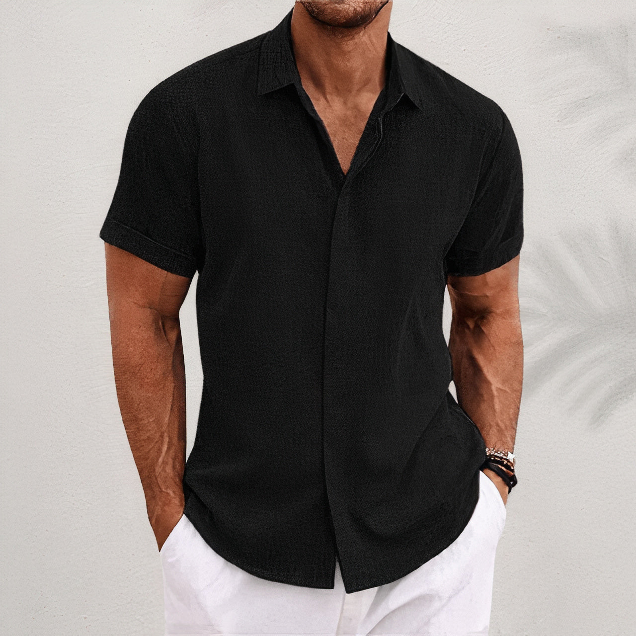 Ademend strandshirt voor mannen, perfect voor zonnige dagen en strandbezoeken