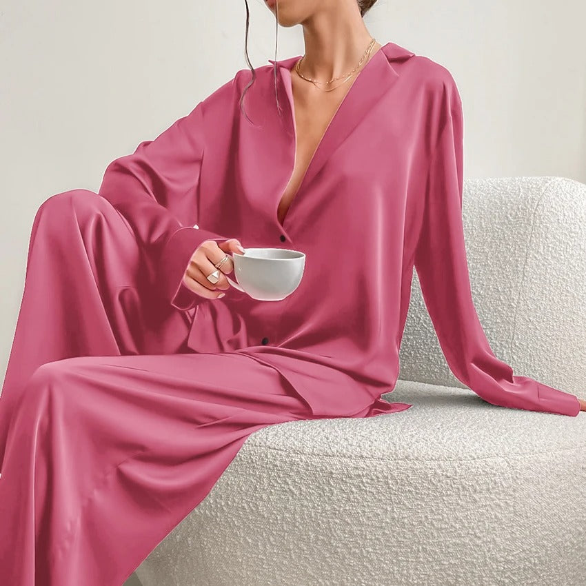 Zijdeachtige elegantie oversized pyjamaset - Belen