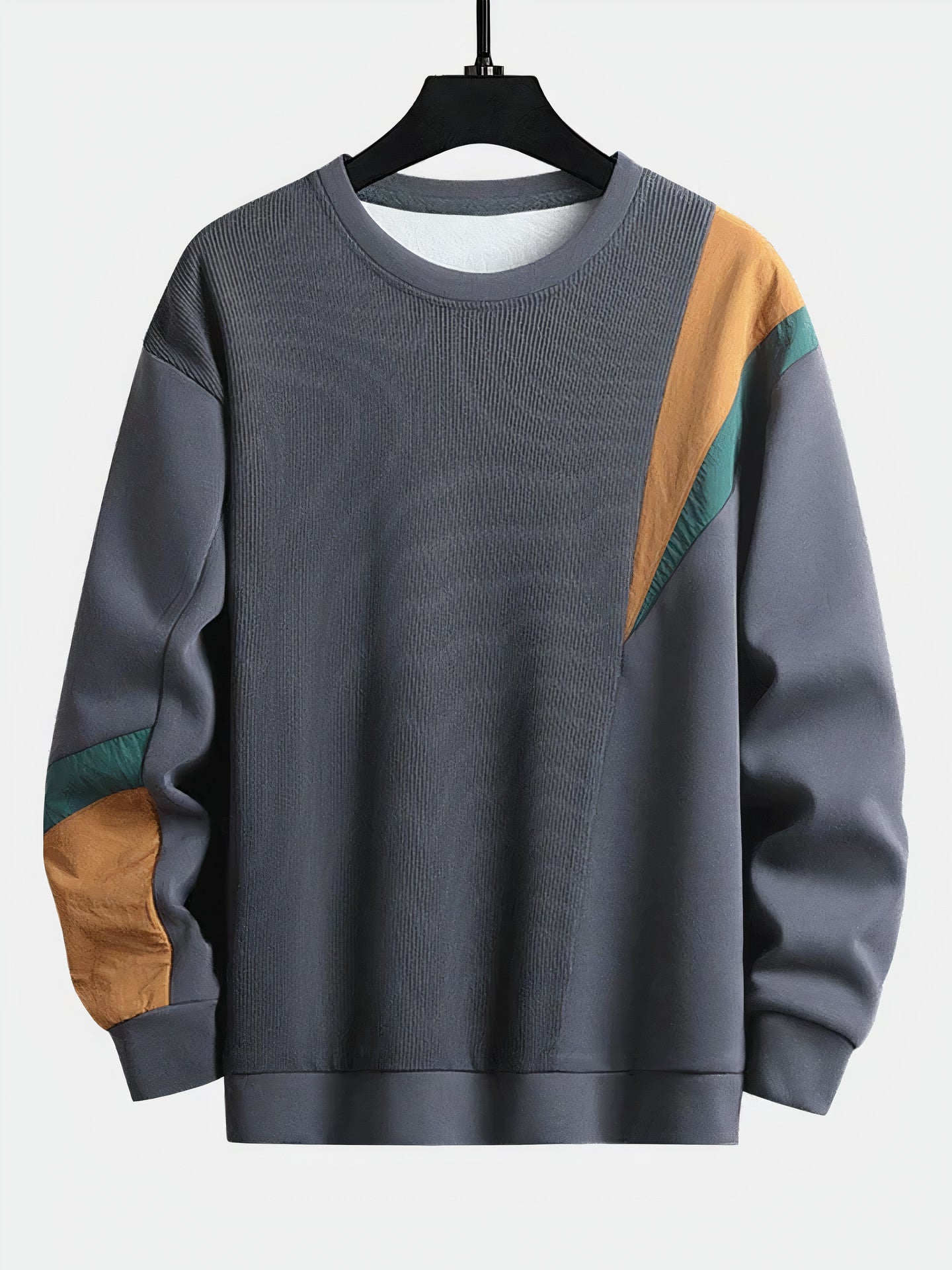 Casual herfsttrui met een uniek colourblock-dessin, losse pasvorm en zachte stof, perfect voor casual herfstdagen.