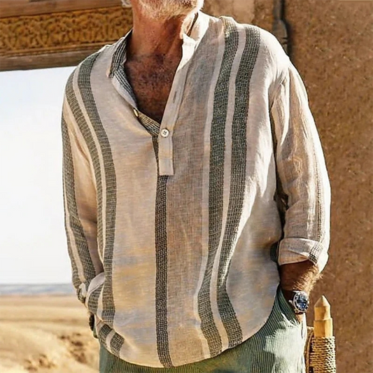 Casual strandshirt met lange mouwen voor heren - lichtgewicht, comfortabel en stijlvol