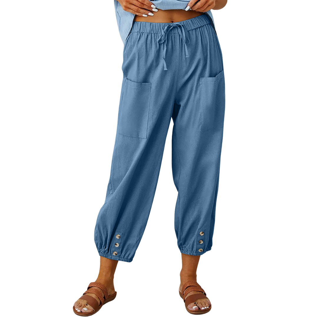 Chique en luchtige linnen broek voor de zomer met een losse pasvorm en ademende stof.