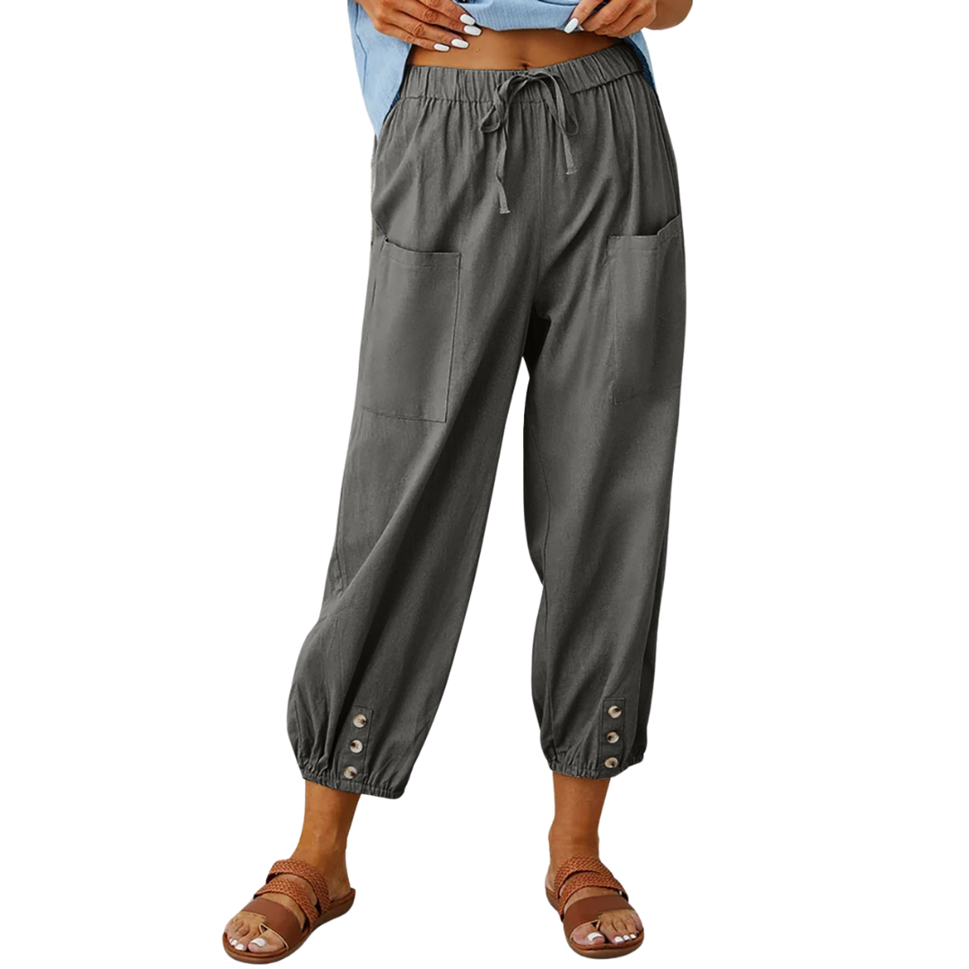 Chique en luchtige linnen broek voor de zomer met een losse pasvorm en ademende stof.