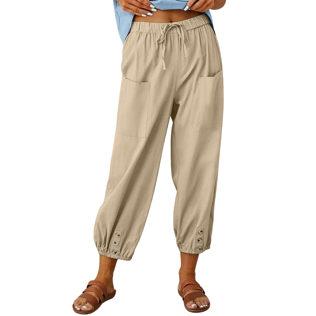 Chique en luchtige linnen broek voor de zomer met een losse pasvorm en ademende stof.