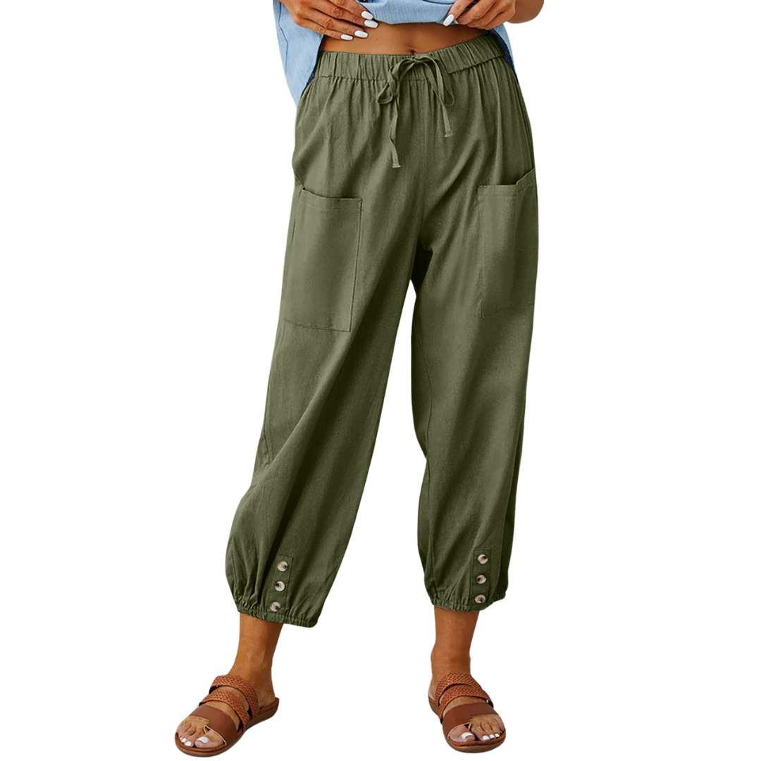 Chique en luchtige linnen broek voor de zomer met een losse pasvorm en ademende stof.