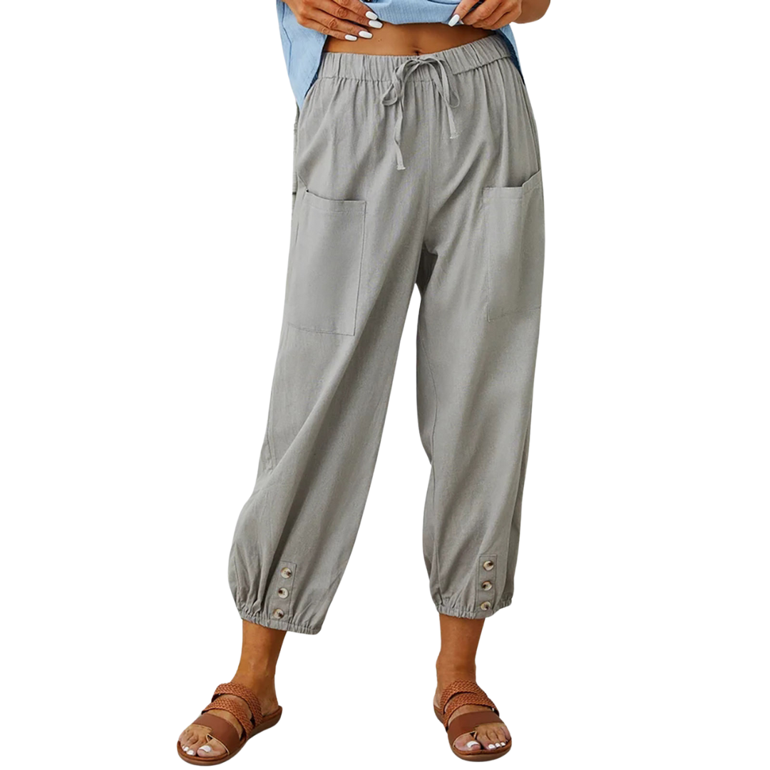 Chique en luchtige linnen broek voor de zomer met een losse pasvorm en ademende stof.