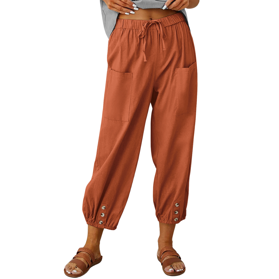 Chique en luchtige linnen broek voor de zomer met een losse pasvorm en ademende stof.