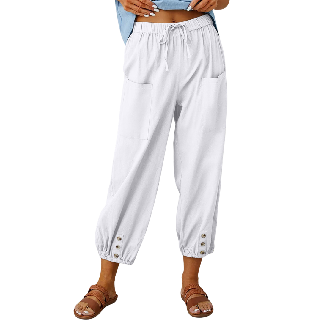 Chique en luchtige linnen broek voor de zomer met een losse pasvorm en ademende stof.