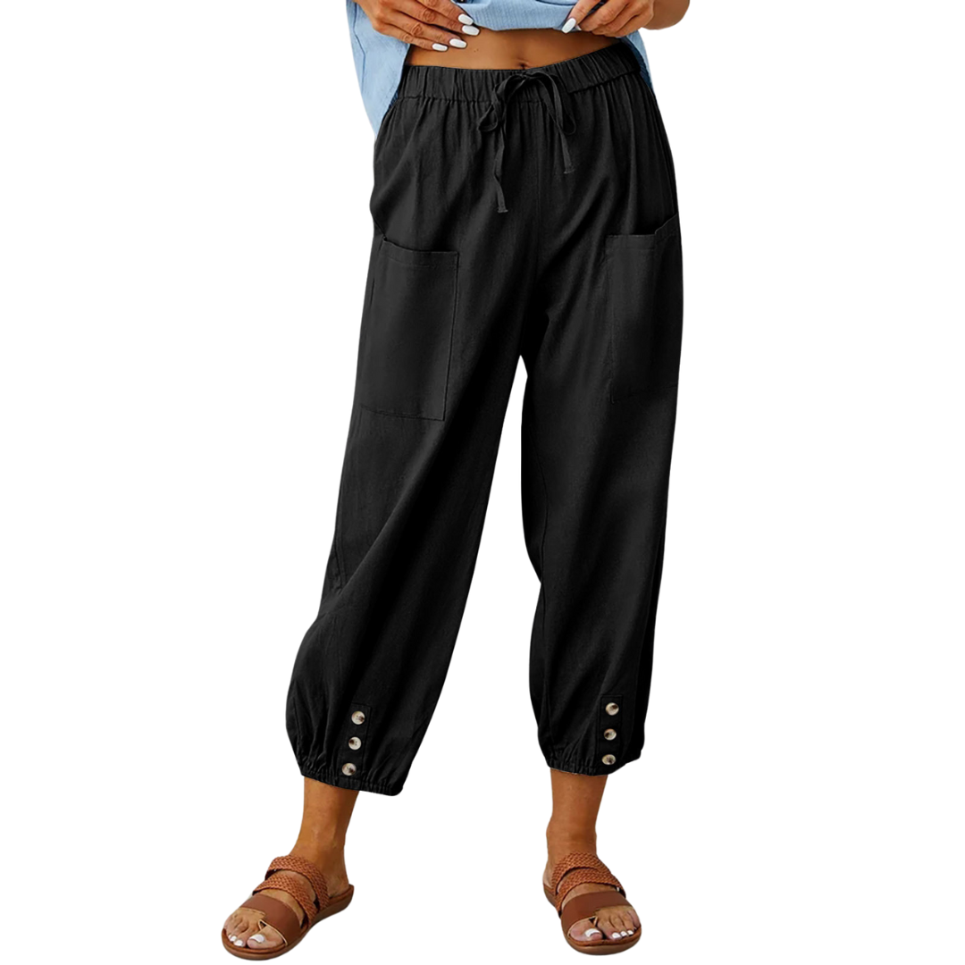 Chique en luchtige linnen broek voor de zomer met een losse pasvorm en ademende stof.