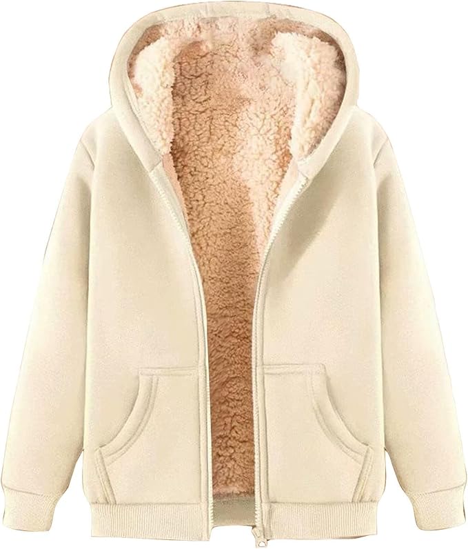 Behaaglijke fleecetrui voor dames met capuchon, ideaal voor koude herfst- en winterdagen.