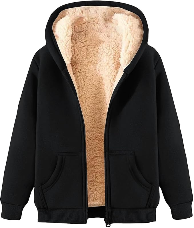 Behaaglijke fleecetrui voor dames met capuchon, ideaal voor koude herfst- en winterdagen.