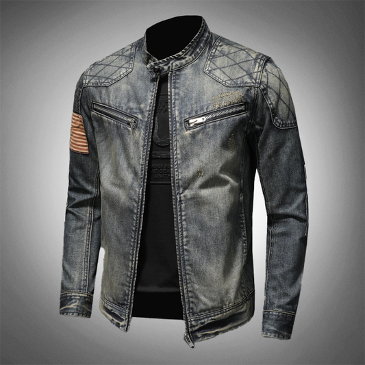 Robuust denim motorjas - Fynn