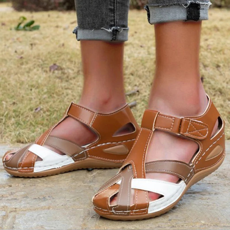 Leren sandalen in contrasterende kleuren - Lidia