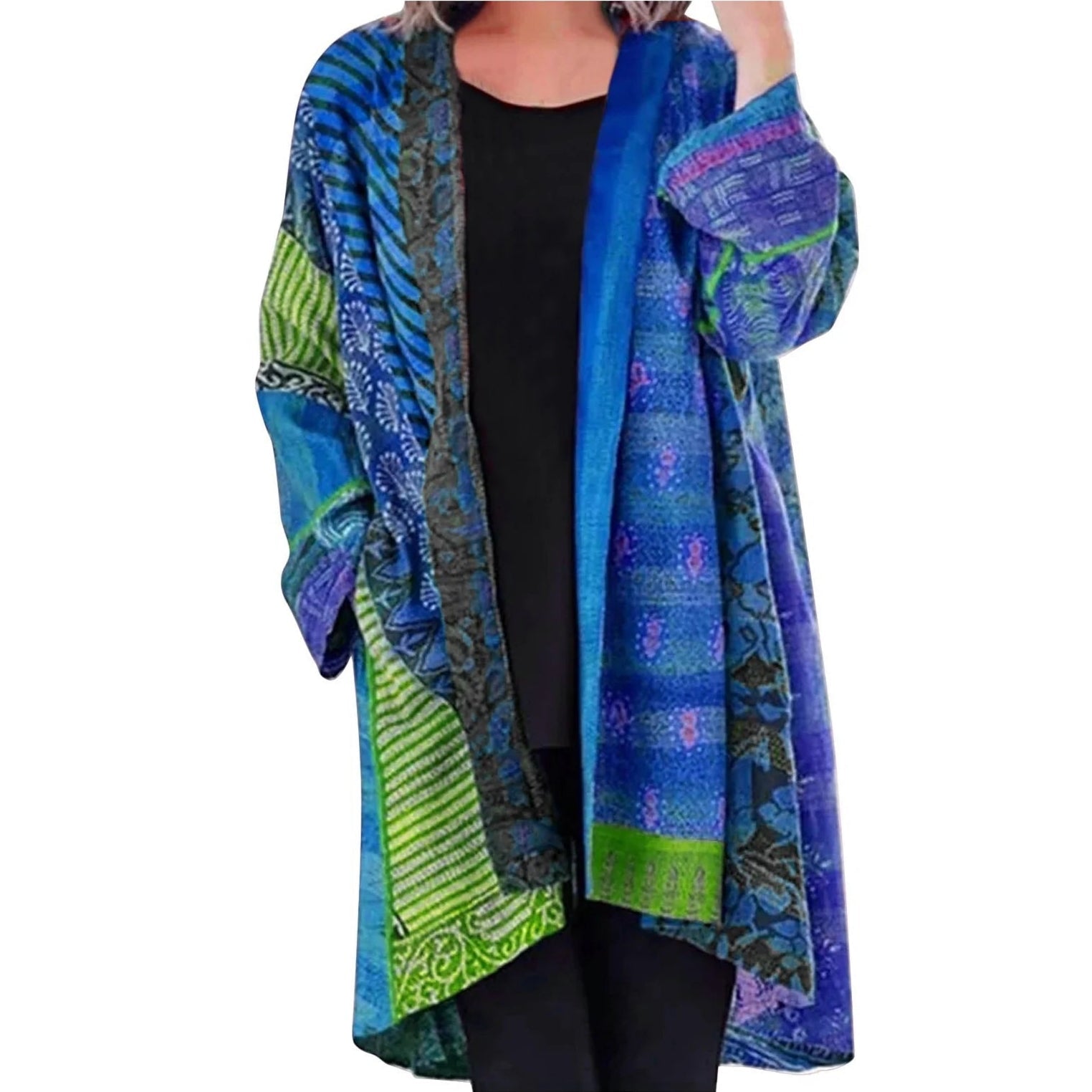 Elegant, kleurrijk los vest, ideaal voor een stijlvolle en comfortabele look op frisse dagen.