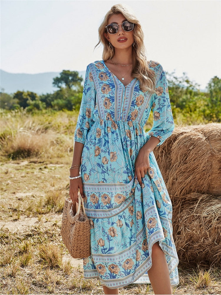 Elegante bohemien zomerjurk voor vrouwen - luchtig, stijlvol en perfect voor warme dagen.