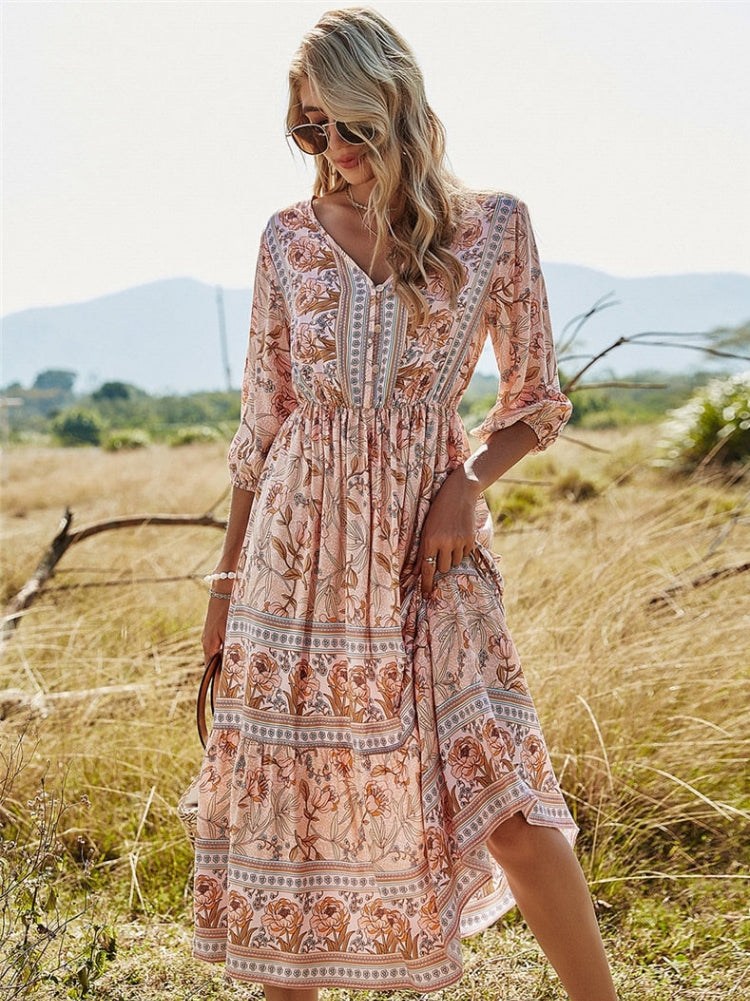 Elegante bohemien zomerjurk voor vrouwen - luchtig, stijlvol en perfect voor warme dagen.