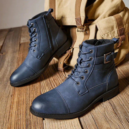 Elegante leren herenlaarzen, robuust en stijlvol, ideaal voor herfst- en winterdagen.