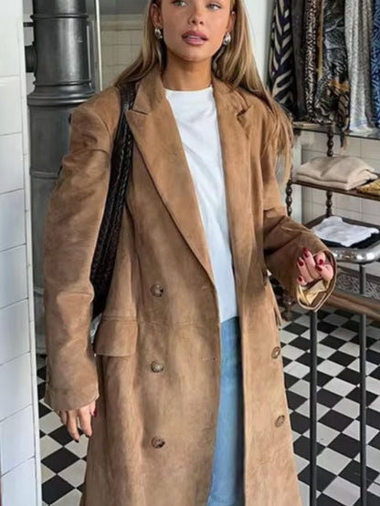 Elegante suède jas voor dames, ideaal voor koude herfst- en winterdagen, stijlvol en luxueus