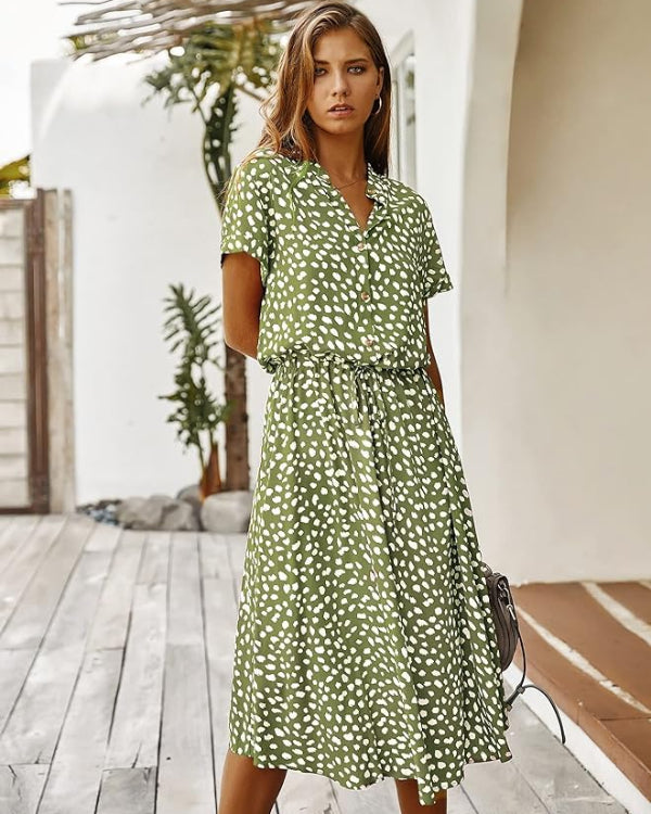 Elegante vintage midi-jurk voor dames voor de zomer - tijdloos, luchtig en perfect voor warme dagen.