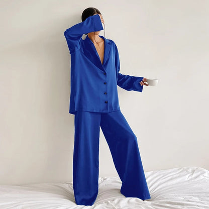 Zijdeachtige elegantie oversized pyjamaset - Belen