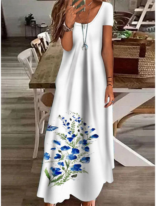 Luchtige, elegante maxi-jurk met bloemenpatroon voor warme zomerdagen