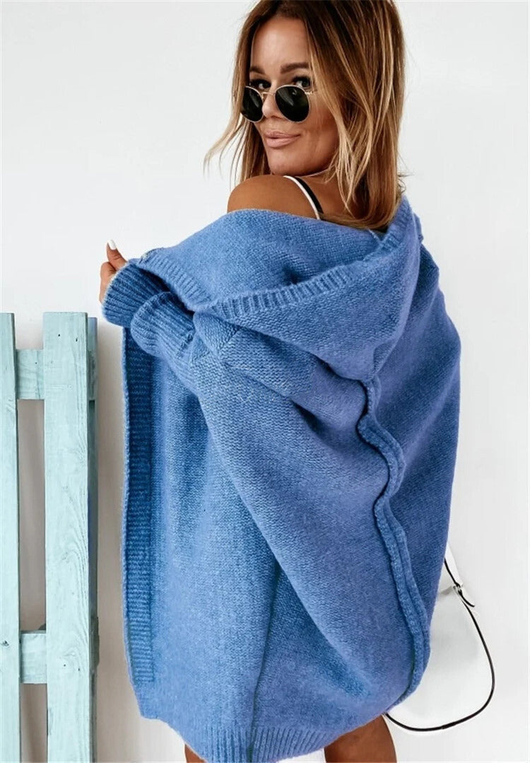 Gebreid vest met capuchon voor koele herfst- en winterdagen, gemaakt van hoogwaardig breiwerk met een knusse oversized pasvorm.