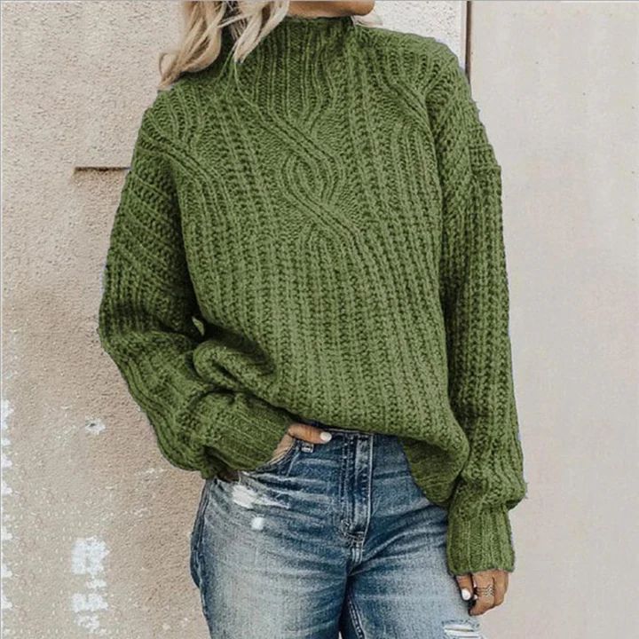Gezellige gebreide trui voor dames met een zachte gebreide kwaliteit, perfect voor herfst- en winterdagen.