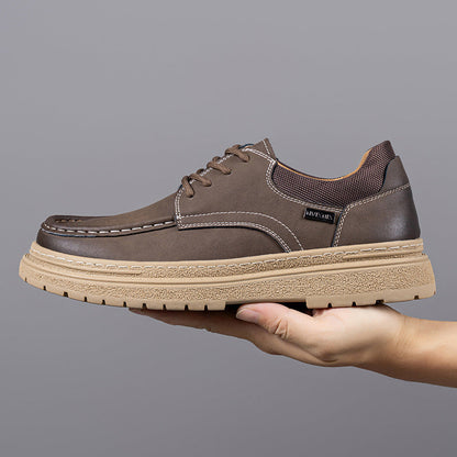 Stijlvolle en comfortabele retro leren herenschoenen, ideaal voor herfst- en winterdagen.