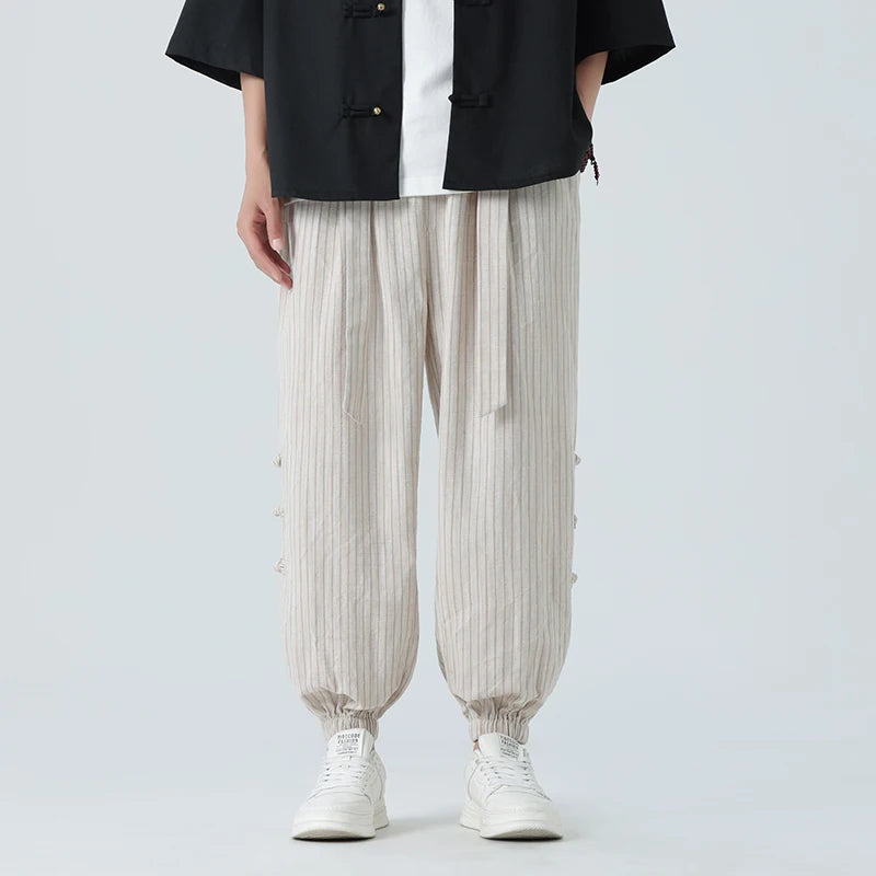 Elegante zomerbroek voor heren van katoen en linnen - licht, ademend en perfect voor warme dagen.