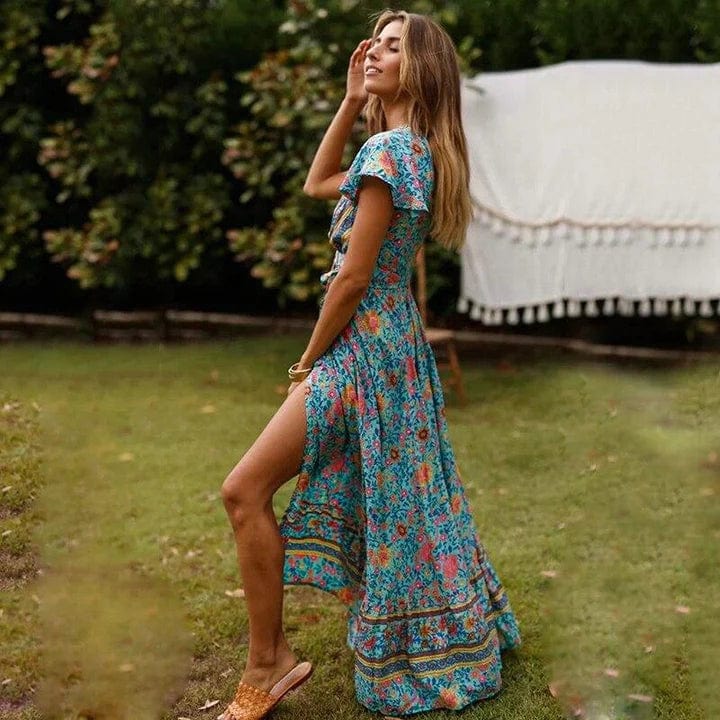 Ibiza maxi jurk met hoge split - Emelyn