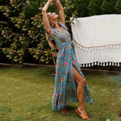 Ibiza maxi jurk met hoge split - Emelyn