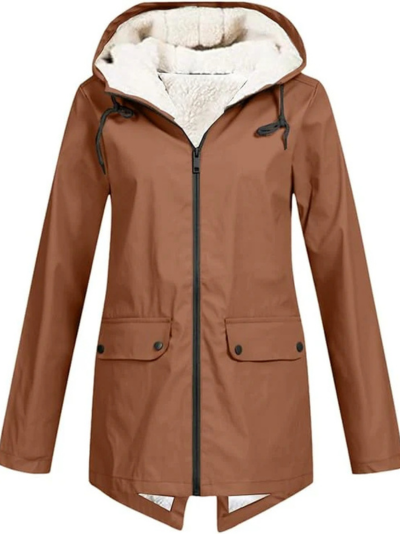 Jas met capuchon en ritssluiting, ideaal voor herfst- en winterdagen.