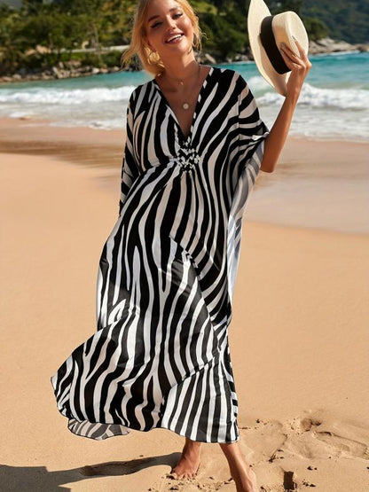 Strandjurk met zebraprint en V-hals -Yami