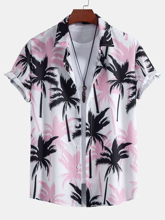 Shirt met palmboommotief en knoopsluiting - Keller