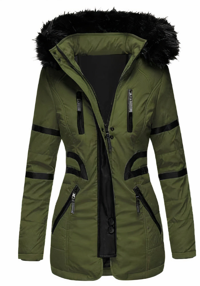 Klassiek wind- en waterdicht jas voor dames met een weerbestendig ontwerp en comfortabele pasvorm voor herfst- en winterdagen.