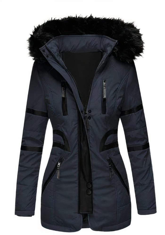 Klassiek wind- en waterdicht jas voor dames met een weerbestendig ontwerp en comfortabele pasvorm voor herfst- en winterdagen.