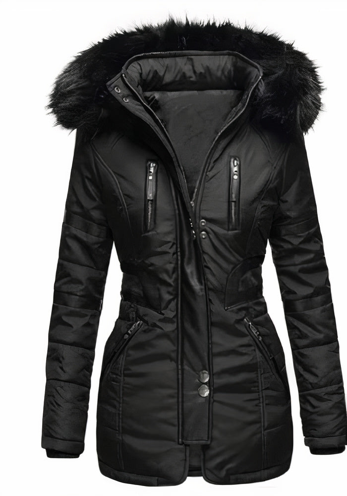 Klassiek wind- en waterdicht jas voor dames met een weerbestendig ontwerp en comfortabele pasvorm voor herfst- en winterdagen.