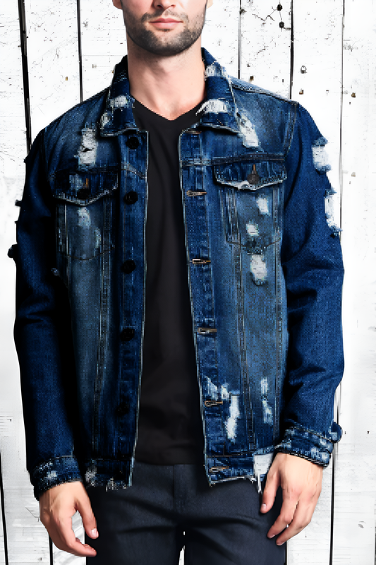 Modieus spijkerjack voor mannen met een robuust ontwerp en casual stijl voor herfst- en winterdagen.