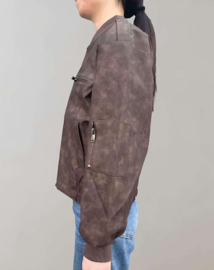 Modieus leren jas voor dames in korte vorm, ideaal voor herfst- en winterdagen, met leer van hoge kwaliteit en elastische manchetten voor comfort en bescherming
