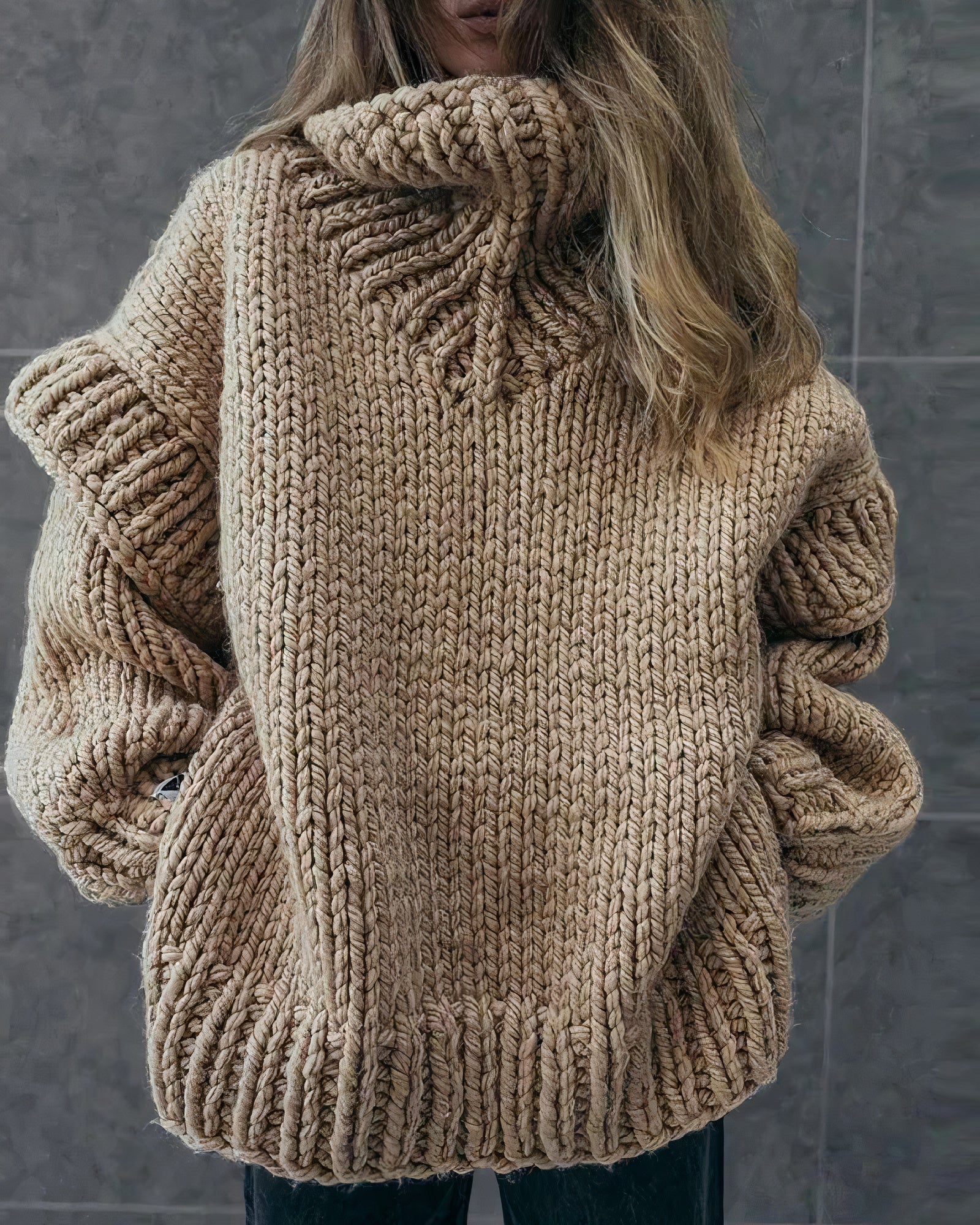 Modieuze gebreide jumperjurk voor dames, ideaal voor elegante herfst- en winterdagen.