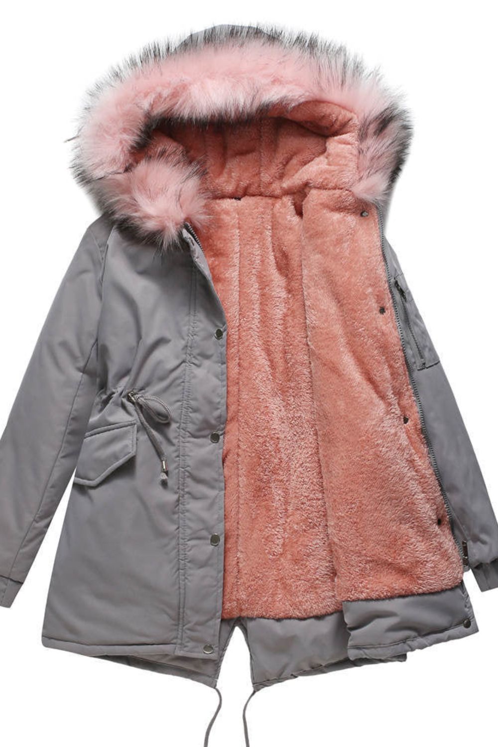 Parka jas met capuchon van imitatiebont voor dames, ideaal voor koude herfst- en winterdagen.