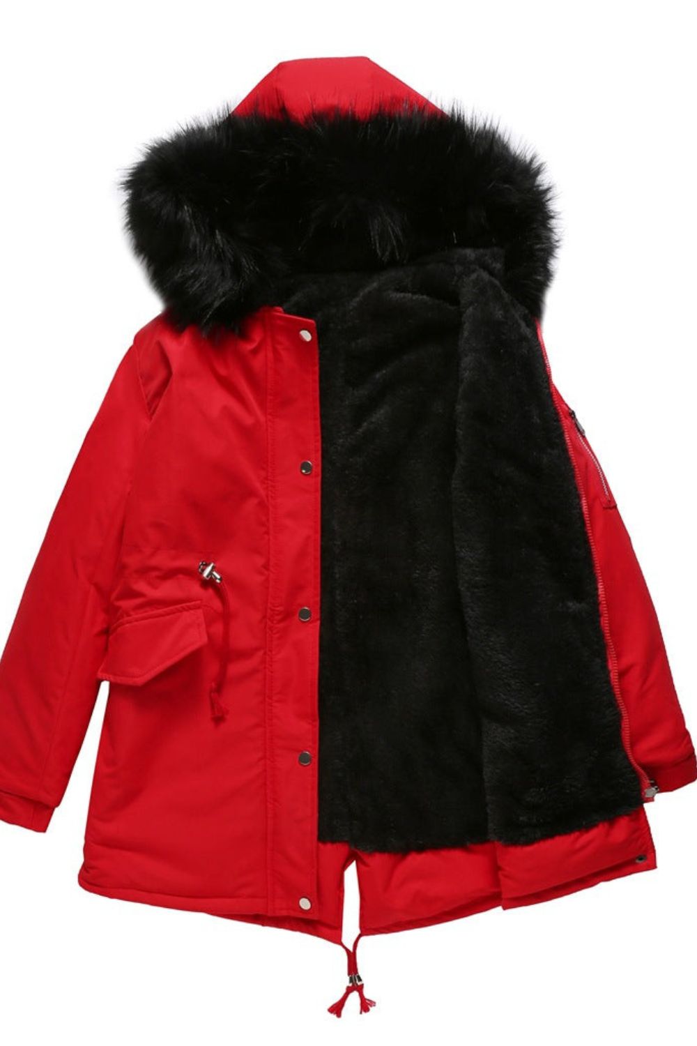 Parka jas met capuchon van imitatiebont voor dames, ideaal voor koude herfst- en winterdagen.