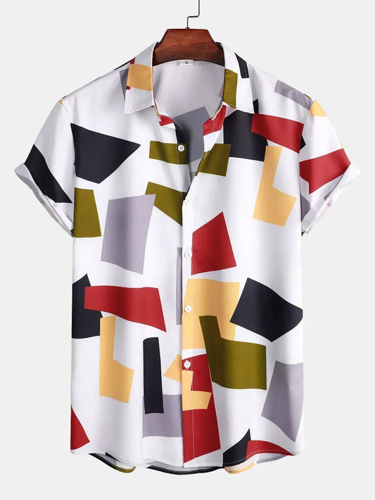 Stijlvol zomeroverhemd met opdruk voor mannen, perfect voor het strand, vakanties en vrije tijd.
