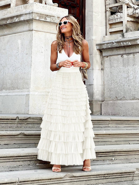 Trendy maxi-rok van meerlaagse tule, luchtig en elegant voor speciale gelegenheden