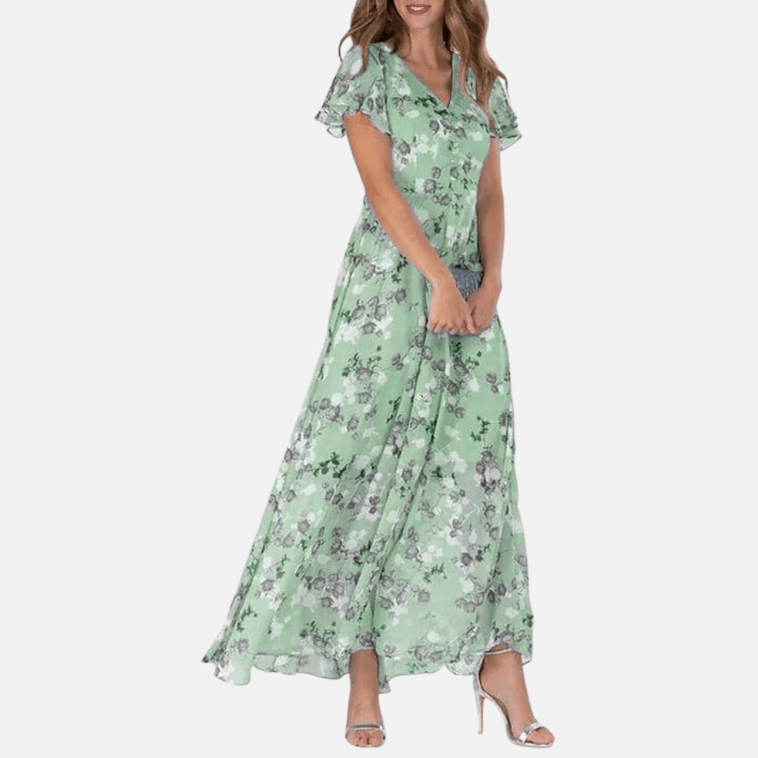 Vloeiende jurk met bloemenpatroon voor dames, ideaal voor zomerse gelegenheden