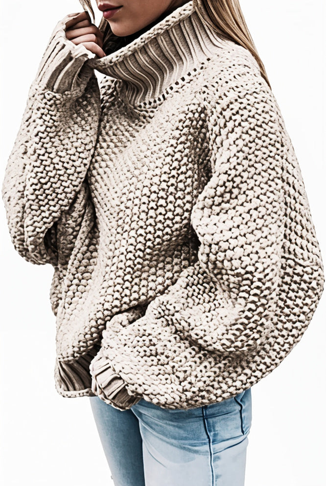 Warme grof gebreide trui voor dames met een modern breipatroon, ideaal voor koude winterdagen