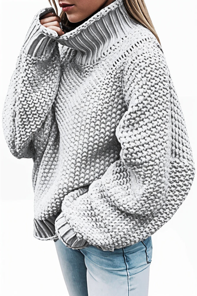Warme grof gebreide trui voor dames met een modern breipatroon, ideaal voor koude winterdagen
